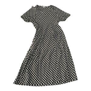 Calme johnny was women's medium Black white gingham dress tiered midi